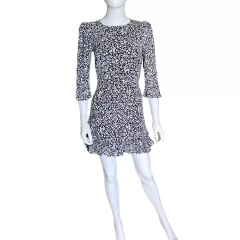 Reformation Black and White Floral Mini Dress